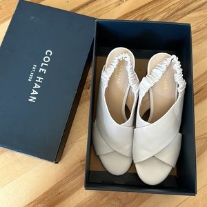Cole Haan White 3-inch Heeled Sandals Leather